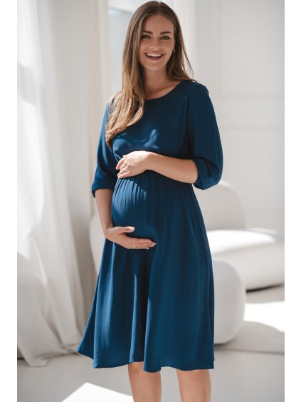 Těhotenské a kojící šaty Lovely Dress modré poseidon