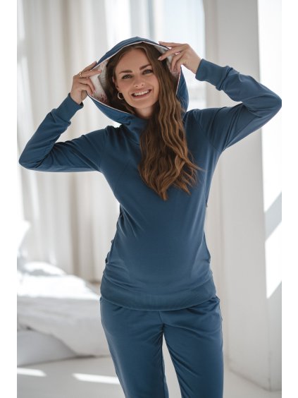 Bavlněná těhotenská a kojicí mikina Milk Please - modrá jeans