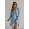 Bambusová těhotenská a kojící noční košilka Moon světle modrá dlouhý rukáv (Velikost L)