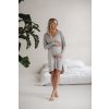 Bambusová těhotenská a kojící noční košilka Moon světle šedá dlouhý rukáv (Velikost L)