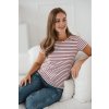 Kojící tričko MamaFlow bílé s proužky bordó krátký rukáv (Velikost L)