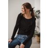 Kojící tričko s volánky Milky Waves černé dlouhý rukáv (Velikost L)