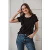 Kojící tričko s volánky Milky Waves černé krátký rukáv (Velikost L)
