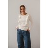 Kojící tričko s volánky Milky Waves krémově bílé dlouhý rukáv (Velikost L)