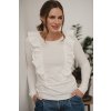 Kojící tričko s volánky Milky Waves krémově bílé dlouhý rukáv (Velikost L)