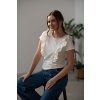 Kojící tričko s volánky Milky Waves smetanově bílé krátký rukáv (Velikost L)