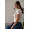 Kojící tričko s volánky Milky Waves smetanově bílé krátký rukáv (Velikost L)