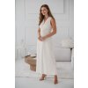 MAXI těhotenské a kojící šaty s uvazováním Loop smetanově bílé (Rozmiar L)
