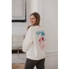 Oversize těhotenská a kojící mikina Milk It Easy krémově bílá s ženským vzorem (Rozmiar L)