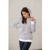 Těhotenská a kojící mikina Milk Please bílá s modrými proužky (Velikost L)
