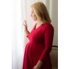 Těhotenské a kojící šaty Carry karmínově červené 7/8 rukáv (Velikost L)