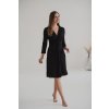 Těhotenské a kojící šaty s uvazováním Loop černé 7/8 rukáv (Velikost XS)