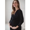 Těhotenské a kojící šaty s uvazováním Loop černé 7/8 rukáv (Velikost XS)
