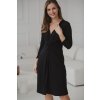 Těhotenské a kojící šaty s uvazováním Loop černé 7/8 rukáv (Velikost XS)