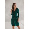 Těhotenské a kojící šaty s uvazováním Loop láhvově zelené 7/8 rukáv (Velikost L)