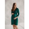 Těhotenské a kojící šaty s uvazováním Loop láhvově zelené 7/8 rukáv (Velikost L)