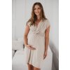 Těhotenské a kojící šaty s uvazováním Loop světle béžové krátký rukáv (Rozmiar L)