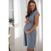 Těhotenské a kojící šaty s uvazováním Loop světle modré krátký rukáv (Velikost L)