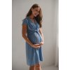 Těhotenské a kojící šaty s uvazováním Loop světle modré krátký rukáv (Velikost L)