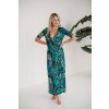 Těhotenské a kojící šaty Two Ways LONG s tropickými listy krátký rukáv (Velikost L)