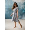Těhotenské a kojící šaty Two ways MIDI eukalypt hortenzie krátký rukáv (Velikost L)