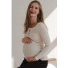 Bavlněné, těhotenské a kojící tričko z žebrovaného úpletu Tummy latte melange