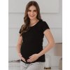 Těhotenské tričko Belly černé s krátkým rukávem (Velikost L)