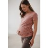 Těhotenské tričko Belly herbal rose s krátkým rukávem (Velikost L)