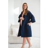 Vaflový, těhotenský župan tmavě modrý bavlněný (Velikost L)