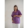 Oversize těhotenské a kojící tričko Mamahood s modro růžovými proužky (Rozměr L)