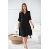 Košilové těhotenské a kojicí šaty s nastavitelnými rukávy černé