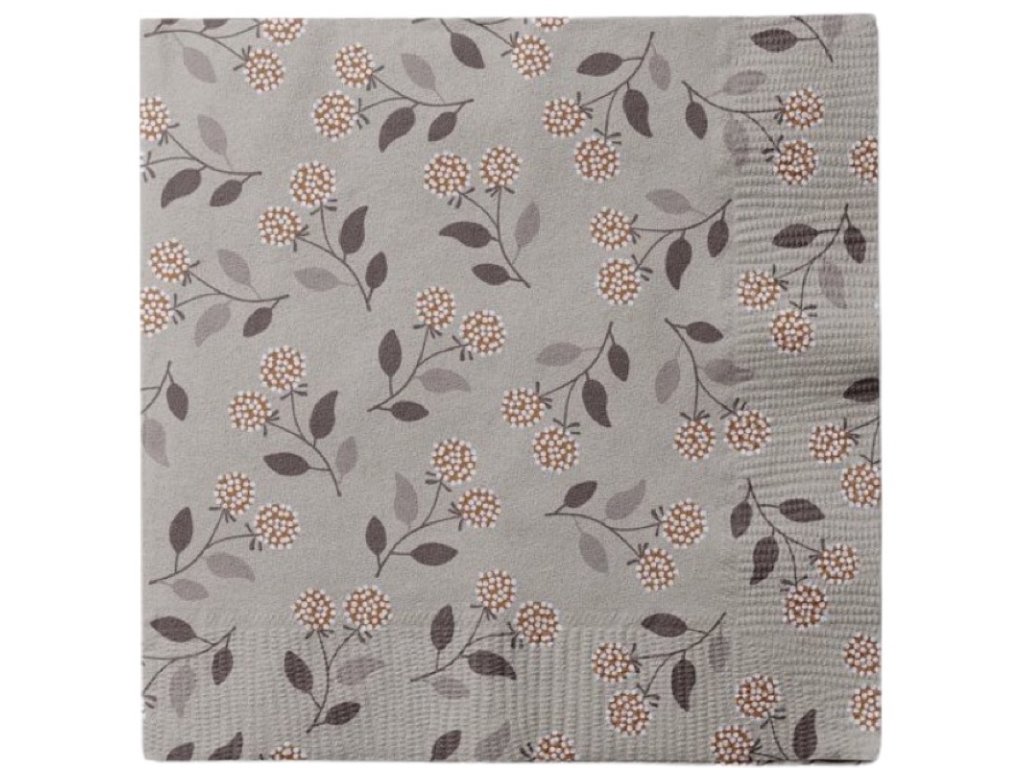 Papírové ubrousky Vintage Flowers - Brown/Grey