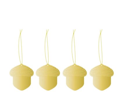 Sada zlatých ozdob Acorn Brass - 4 ks