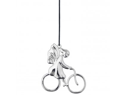 Vánoční ozdoba Angel on a Bicycle Silver