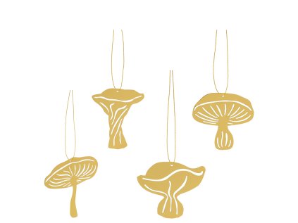 Sada zlatých ozdob Fungi Brass - 4 ks