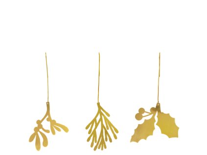 Sada kovových ozdob Yule Greens 3 ks