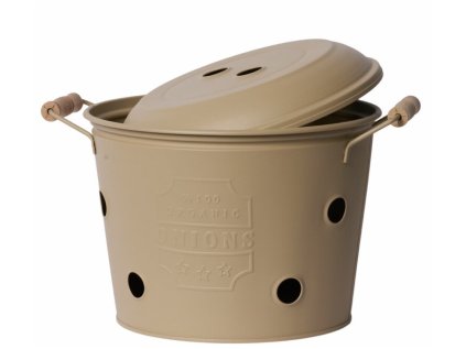 Úložný koš s víkem na cibuli - Taupe