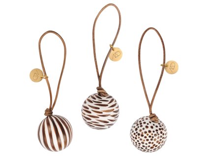 Porcelánové ozdoby Globe Brown - 3 ks