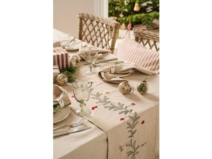 Vyšívaný běhoun na stůl Spruce Garland - 160 x 30 cm