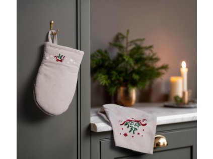 Bavlněná utěrka Christmas Fable - Sand Mistletoe
