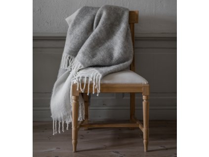 Pléd z vlněné směsi Fringe Light Grey - 130 x 170 cm