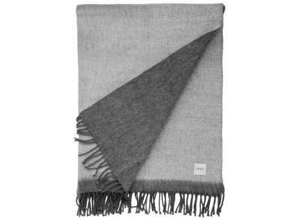 Pléd z vlněné směsi Fringe Dark Grey - 130 x 170 cm