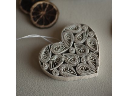 Papírová ozdoba Heart - Cream