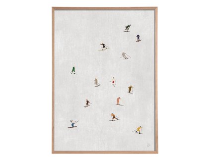 Plakát Skiers Light Grey - 40 x 50 cm