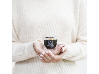 Skleněný hrnek Heart - 80 ml