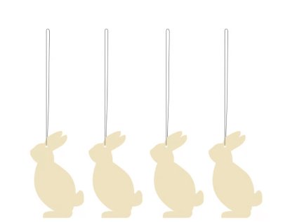 Sada kovových ozdob Hare Light Yellow - 4 ks