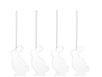 Sada kovových ozdob Hare White - 4 ks