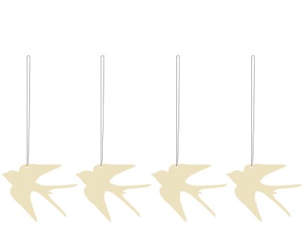 Sada kovových ozdob Bird Light Yellow - 4 ks