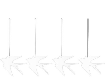 Sada kovových ozdob Bird White - 4 ks