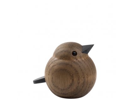 Dřevěný ptáček Mini Sparrow Smoke Oak
